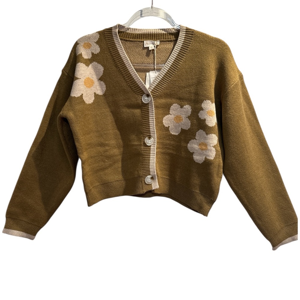 Hem & Thread NWT Flower V-Neck Cropped Cardigan - Picture 9 of 9